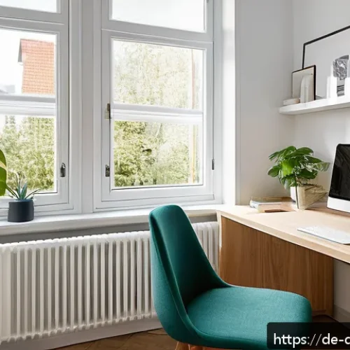 Home 31 디지털 환경에서의 주의력 훈련 - A modern, tidy home office in a typical German apartment with minimalist Scandinavian-style furnitur...