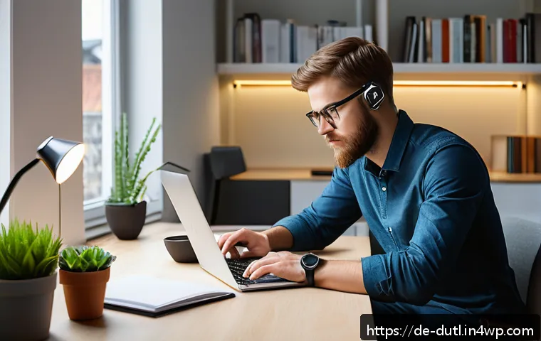 디지털 주의력 관리의 실증적 연구 결과 - A modern German home office scene showing a focused young professional working at a tidy desk with a...